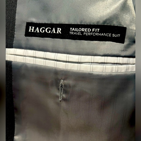 Haggar, tailored fit, travel Performance Stria Suit Jacket, dark Heather gray - Picture 6 of 8